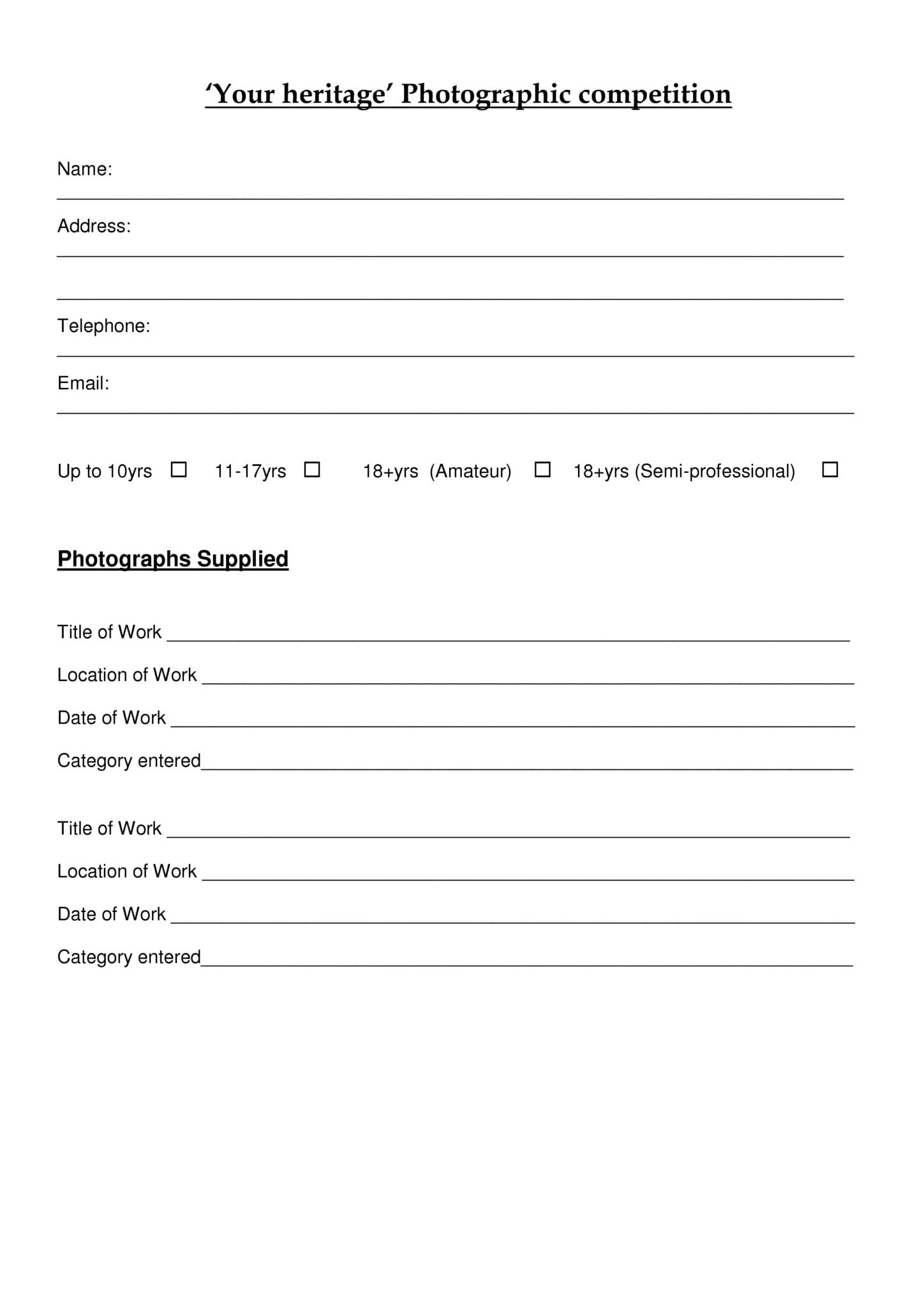 Entry forms for 2015